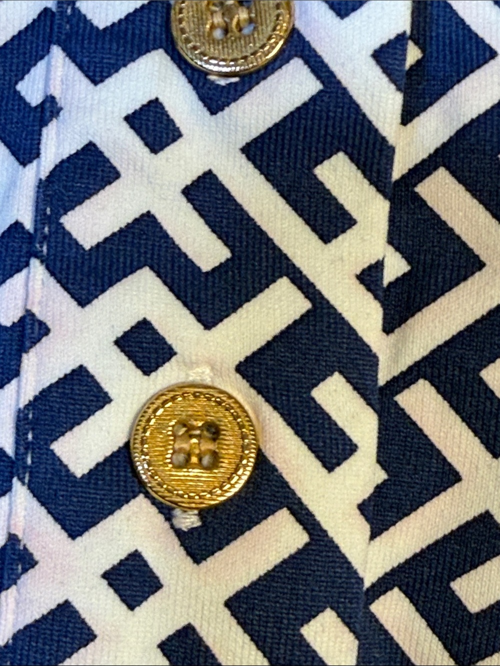 J. McLaughlin Navy and White Geometric Short Sleeve Polo - Picture 2 of 8